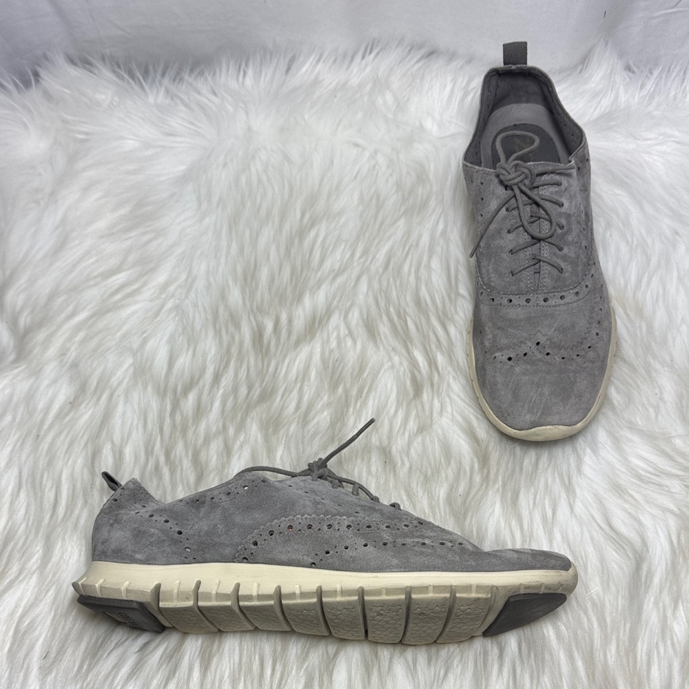 Cole Haan Zero Grand Stitchlite‎ Gray Suede Oxford Shoes Sz 9.5